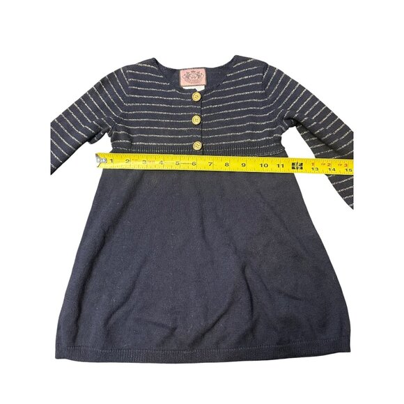 Juicy Couture Girls Sweater Dress 12–18M Navy Knit w/ Gold Lurex Stripes 11"x18" - Picture 6 of 6